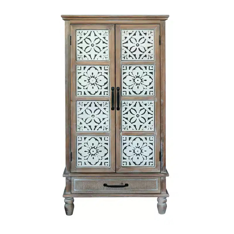 Buffet de rangement en bois de sapin avec 2 portes et 1 tiroir
