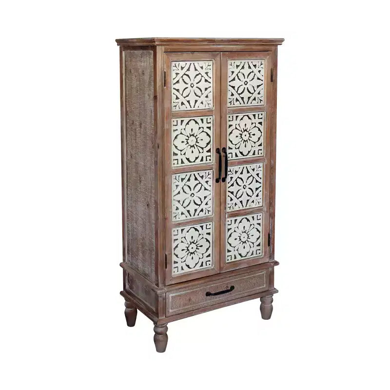 Buffet de rangement en bois de sapin avec 2 portes et 1 tiroir