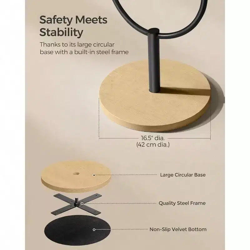 Miroir pleine longueur sur pied, design 3-en-1 primé. En chêne beige et noir encre pour la décoration du salon et de la chambre.