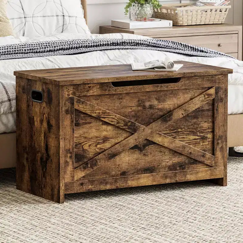 Banc de rangement en bois avec charnière de sécurité et siège polyvalent, grand meuble à chaussures, multifonctionnel, pour entrée, salon, chambre à coucher