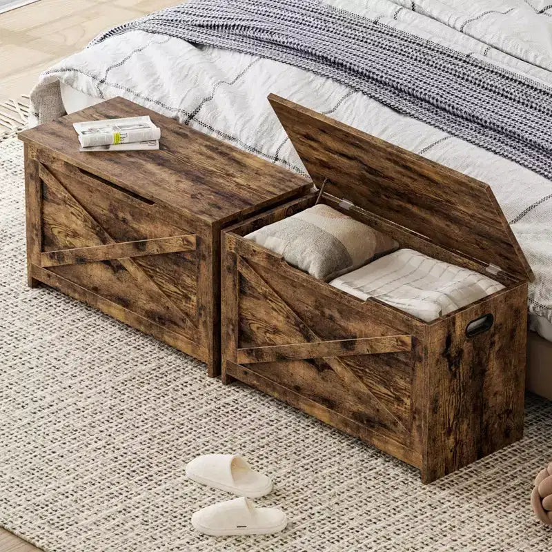 Banc de rangement en bois avec charnière de sécurité et siège polyvalent, grand meuble à chaussures, multifonctionnel, pour entrée, salon, chambre à coucher