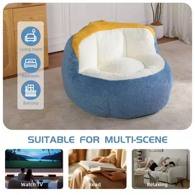 Pouf Géant Canapé, Pouf avec Éponge Déchiquetée, Chaises de Sol pour Adultes, Chaise Longue pour Salon