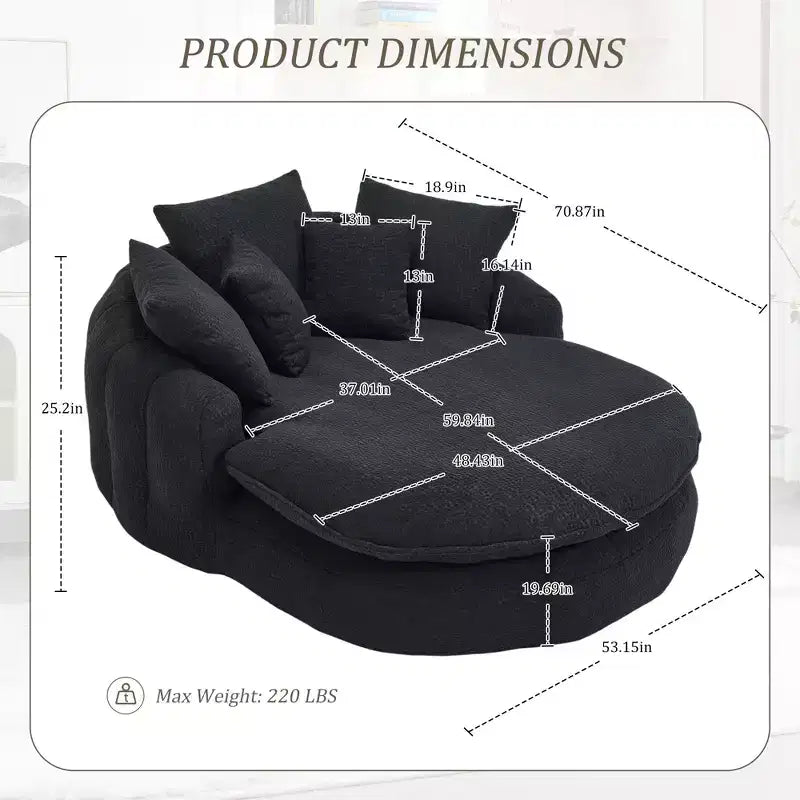 Canapé pouf avec 5 oreillers, grands poufs pour adultes/enfants, chaise de sol géante avec dossier enveloppant pour salon