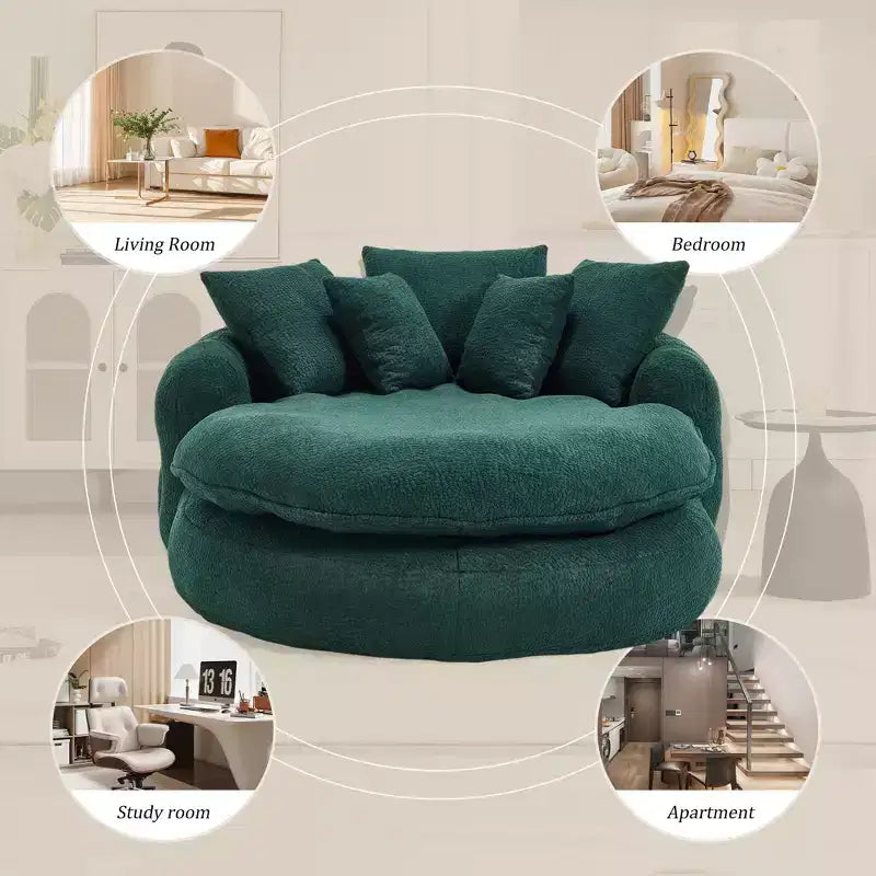 Canapé pouf avec 5 oreillers, grands poufs pour adultes/enfants, chaise de sol géante avec dossier enveloppant pour salon