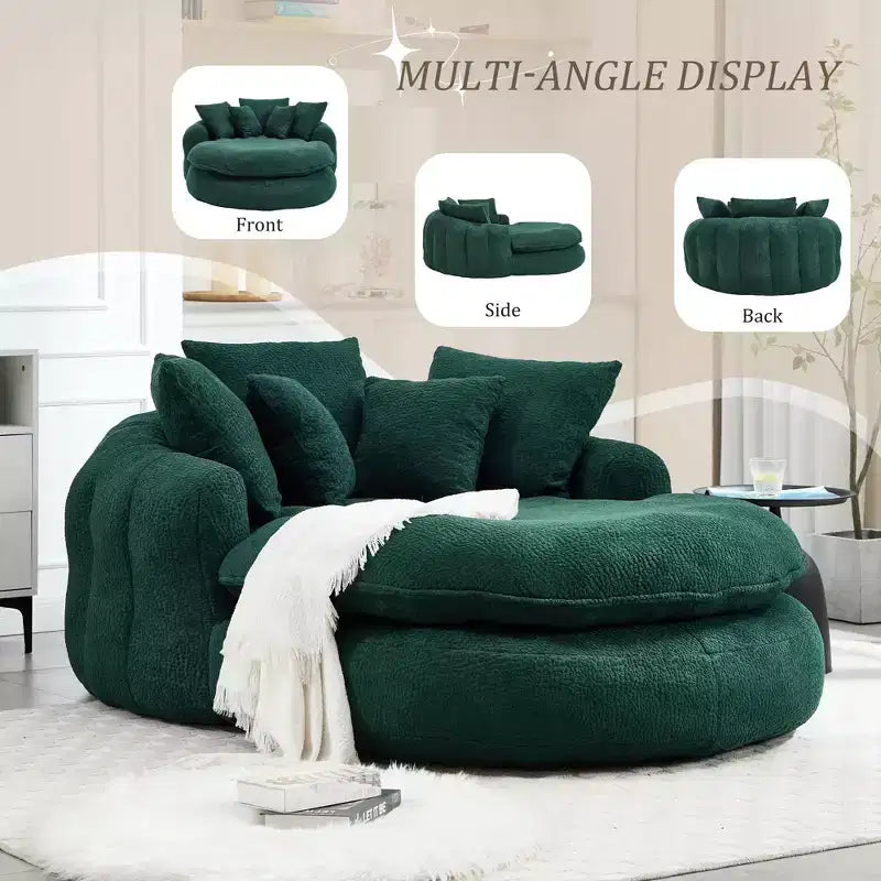 Canapé pouf avec 5 oreillers, grands poufs pour adultes/enfants, chaise de sol géante avec dossier enveloppant pour salon