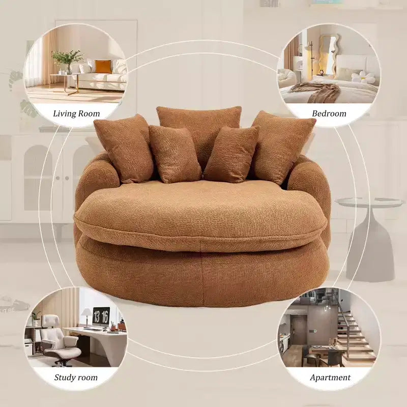 Canapé pouf avec 5 oreillers, grands poufs pour adultes/enfants, chaise de sol géante avec dossier enveloppant pour salon