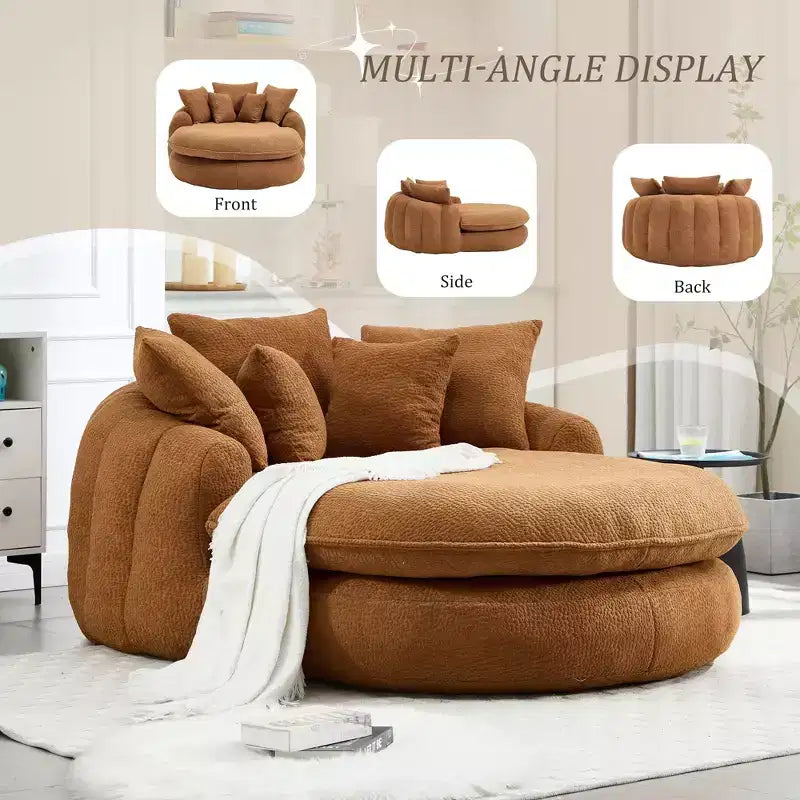 Canapé pouf avec 5 oreillers, grands poufs pour adultes/enfants, chaise de sol géante avec dossier enveloppant pour salon