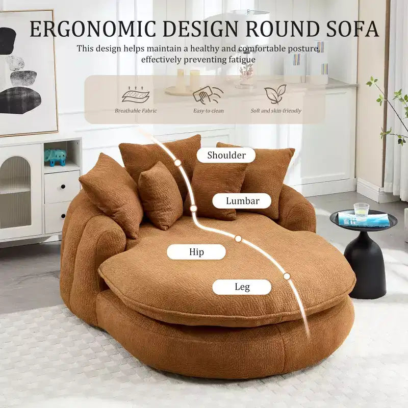 Canapé pouf avec 5 oreillers, grands poufs pour adultes/enfants, chaise de sol géante avec dossier enveloppant pour salon