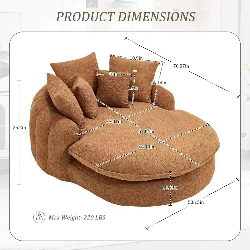 Canapé pouf avec 5 oreillers, grands poufs pour adultes/enfants, chaise de sol géante avec dossier enveloppant pour salon