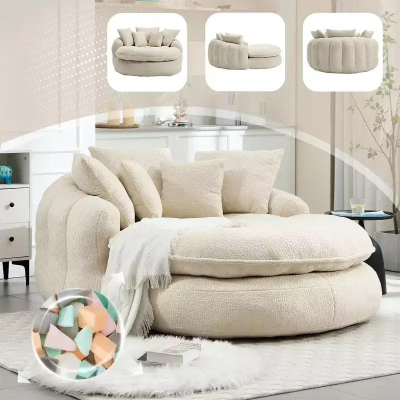 Canapé pouf avec 5 oreillers, grands poufs pour adultes/enfants, chaise de sol géante avec dossier enveloppant pour salon