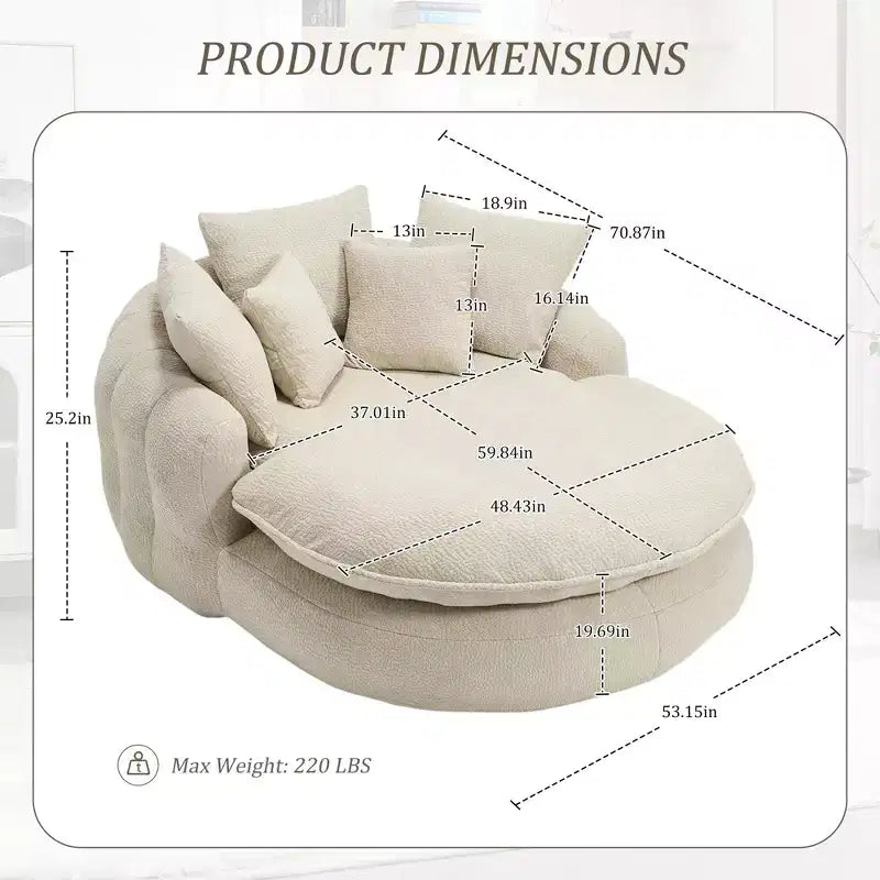 Canapé pouf avec 5 oreillers, grands poufs pour adultes/enfants, chaise de sol géante avec dossier enveloppant pour salon