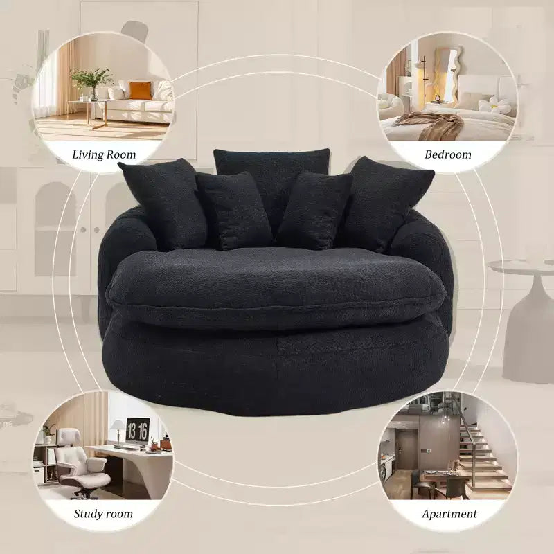 Canapé pouf avec 5 oreillers, grands poufs pour adultes/enfants, chaise de sol géante avec dossier enveloppant pour salon