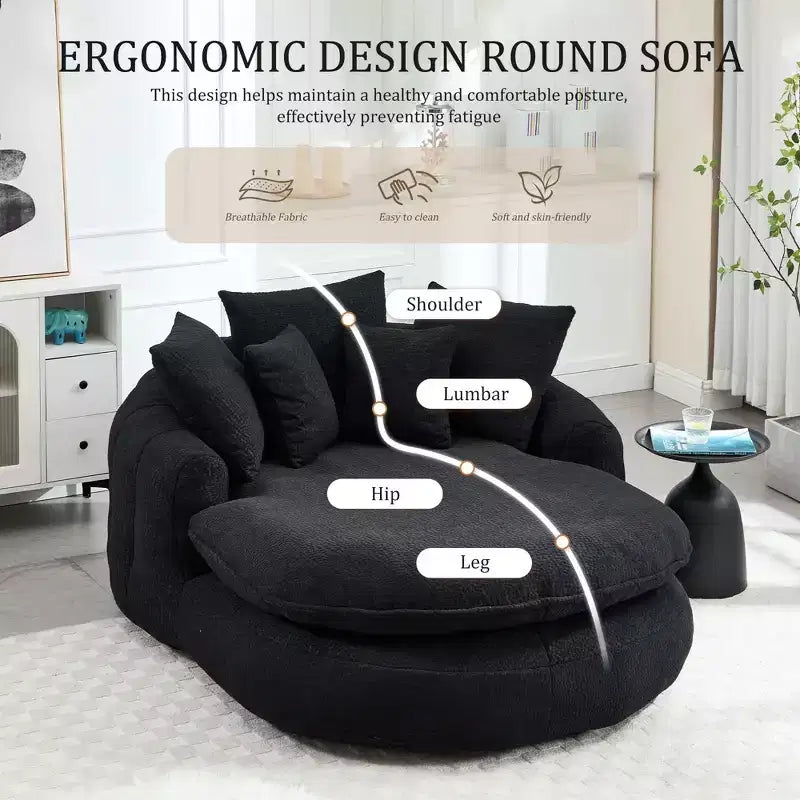 Canapé pouf avec 5 oreillers, grands poufs pour adultes/enfants, chaise de sol géante avec dossier enveloppant pour salon