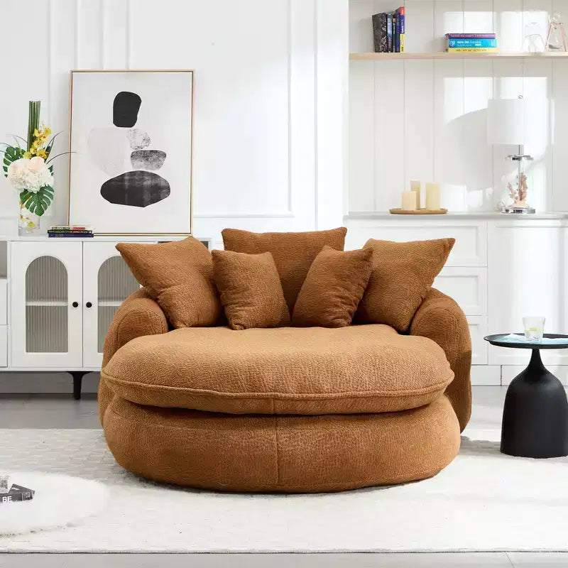 Canapé pouf avec 5 oreillers, grands poufs pour adultes/enfants, chaise de sol géante avec dossier enveloppant pour salon