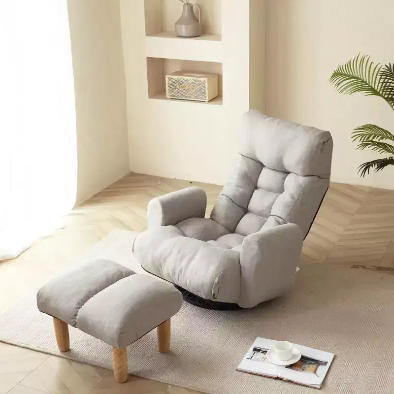Fauteuil poire rotatif à 360 degrés, canapé paresseux avec pochette latérale, chaise de sol avec tête réglable pour chambre à coucher, salon, gris ciment