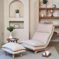 Okak Foldable Bean Bag Chair with Footstool, Comfy Sofa Chair with Adjustable Backrest&High-Density Sponge, Floor Chair for Balcony, Living Room,Beige