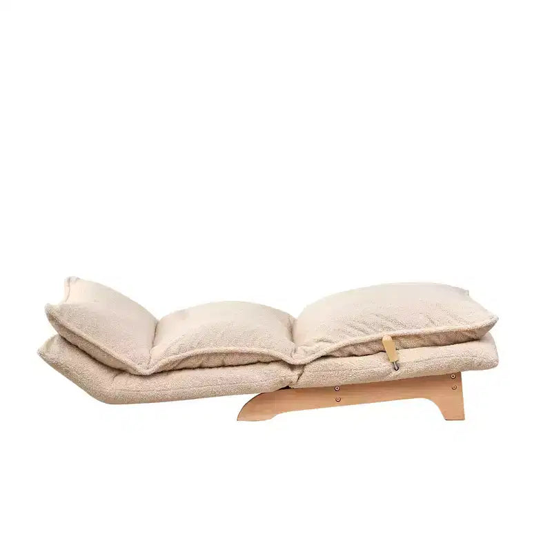 Pouf pliable avec repose-pieds, fauteuil de canapé confortable avec dossier réglable et éponge haute densité, chaise de sol pour balcon, salon, beige