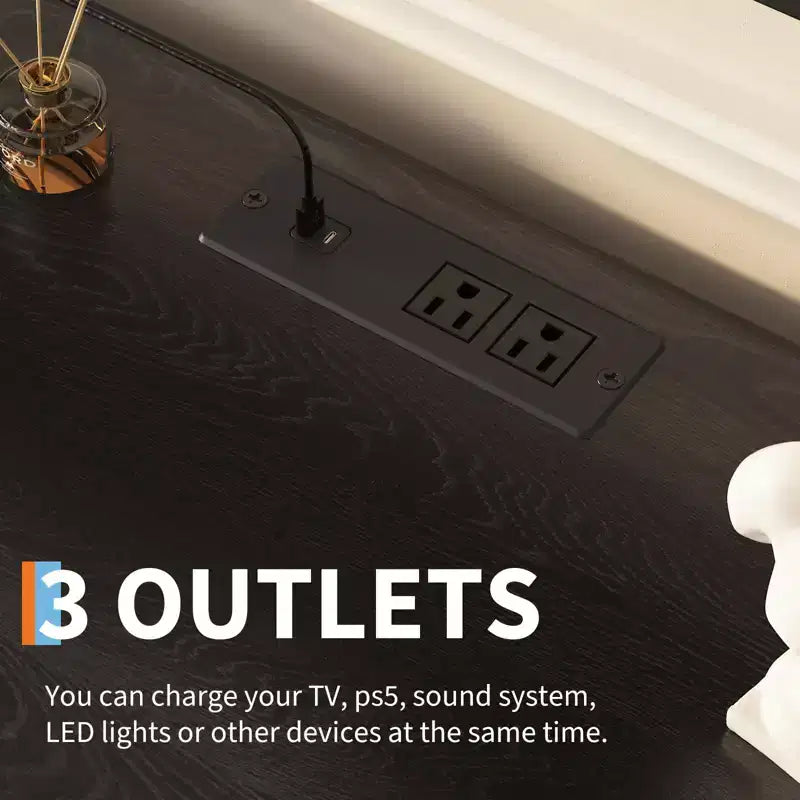 Meuble TV moderne pour téléviseurs jusqu'à 65 pouces, meuble TV en bois de 63 pouces avec rangements, console multimédia pour salon et chambre