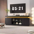 Meuble TV moderne pour téléviseurs jusqu'à 65 pouces, meuble TV en bois de 63 pouces avec rangements, console multimédia pour salon et chambre