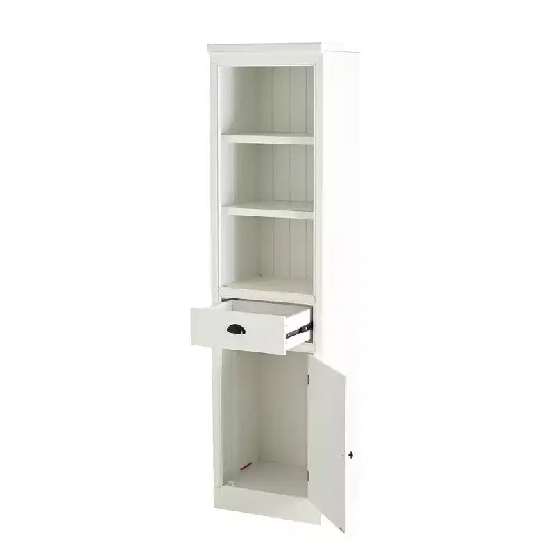 Petit placard de cuisine en bois, étagère bibliothèque autoportante de 75 po, bibliothèque de ferme pour couloir, salon, bureau à domicile, blanc