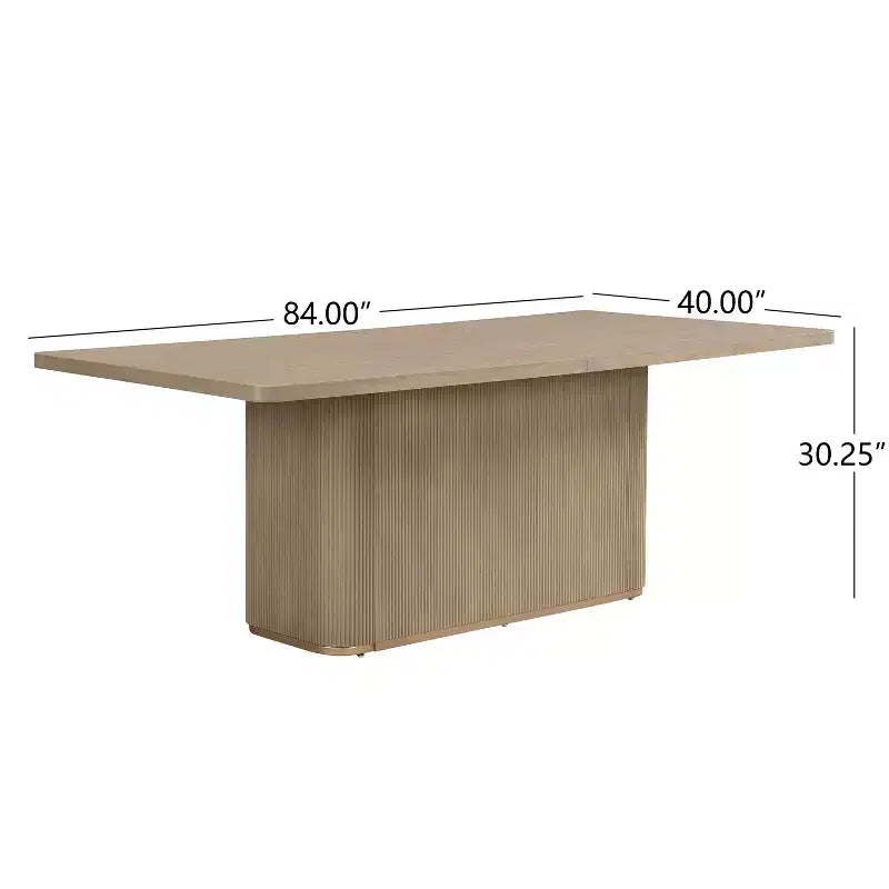 Table de salle à manger rectangulaire 8 places, 84 po, surdimensionnée avec piédestal