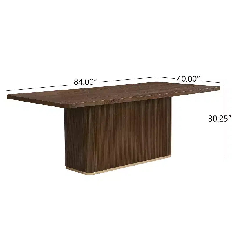 Table de salle à manger rectangulaire 8 places, 84 po, surdimensionnée avec piédestal