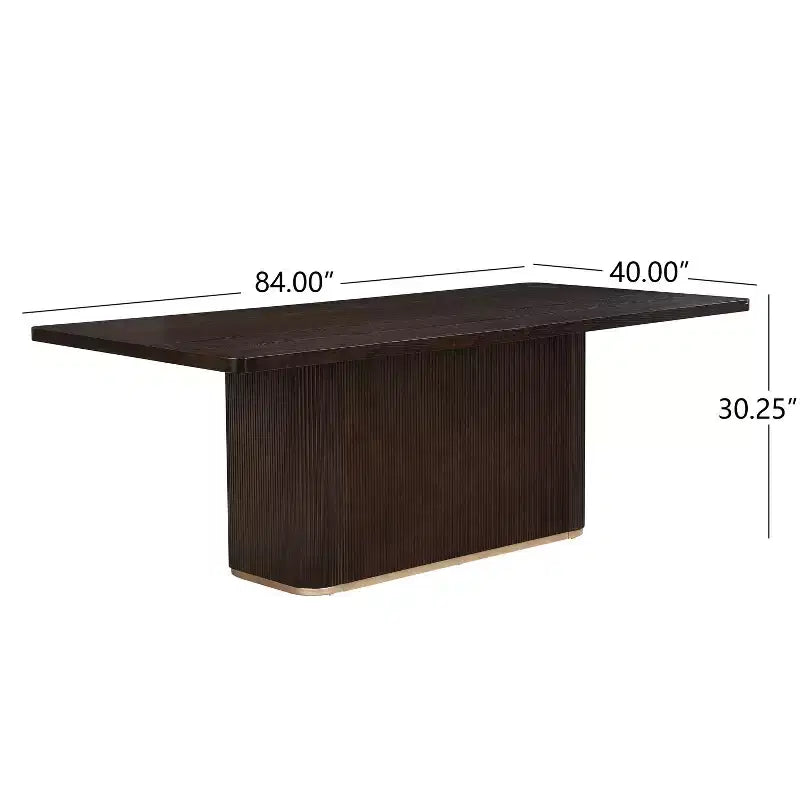 Table de salle à manger rectangulaire 8 places, 84 po, surdimensionnée avec piédestal