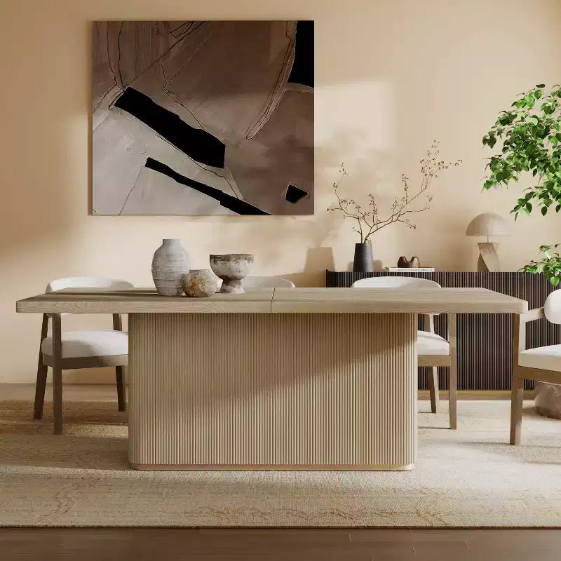 Table de salle à manger rectangulaire 8 places, 84 po, surdimensionnée avec piédestal