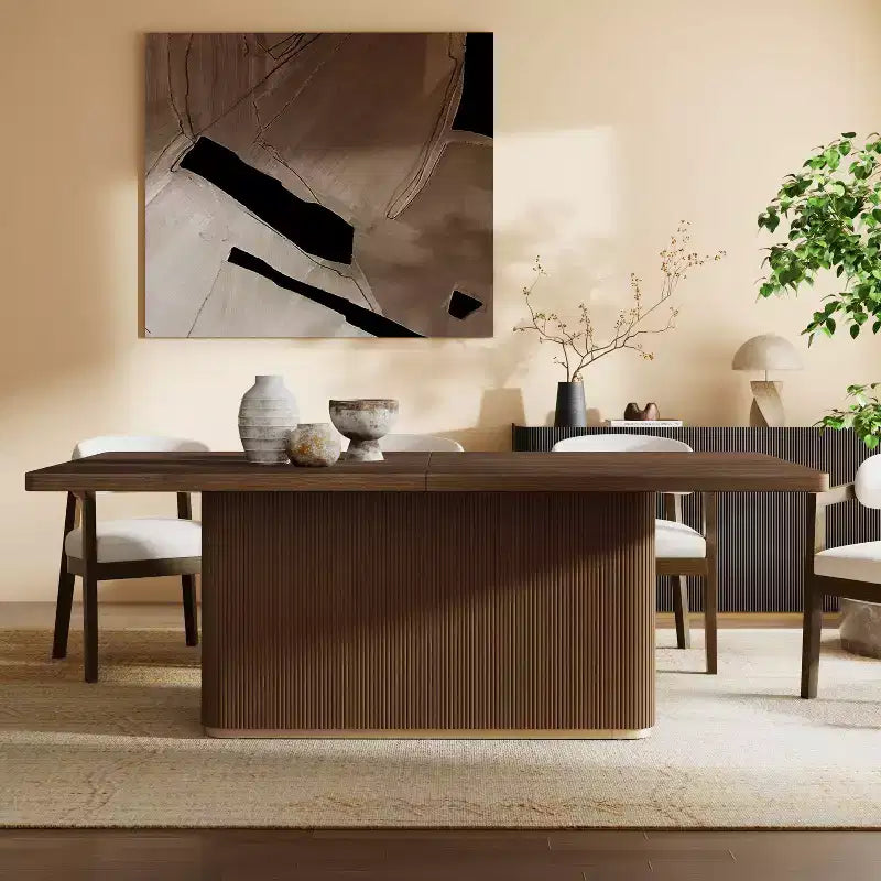 Table de salle à manger rectangulaire 8 places, 84 po, surdimensionnée avec piédestal