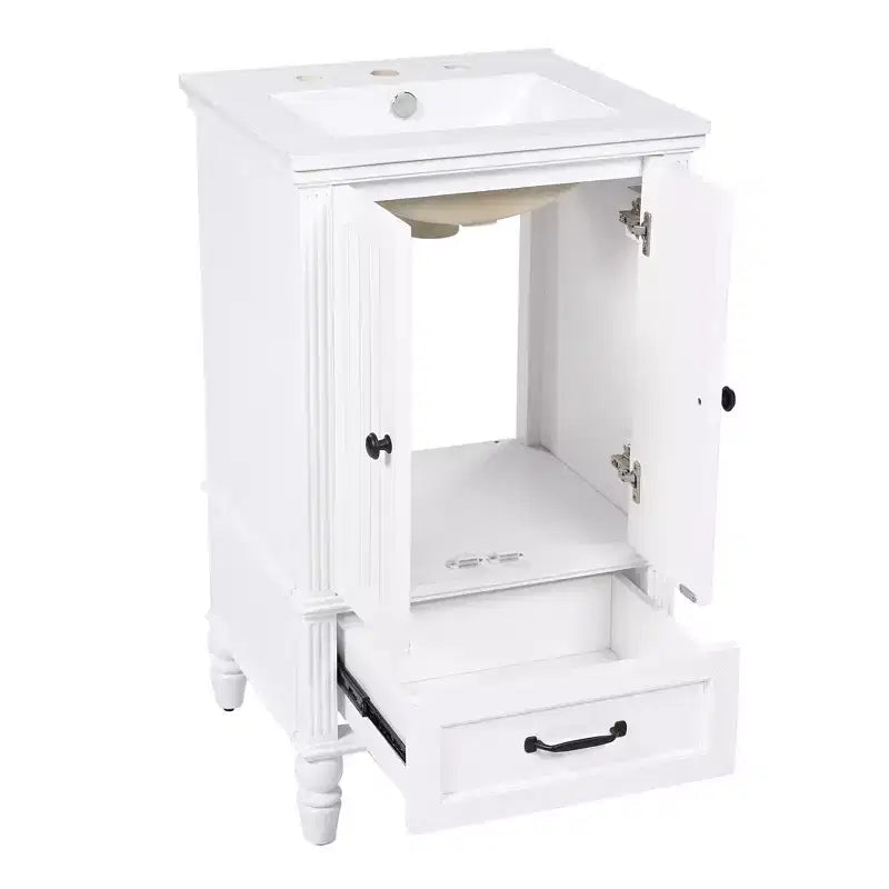20 petits lavabos-meubles de salle de bain avec rangement, meuble de salle de bain en bois avec tiroirs et portes, blanc