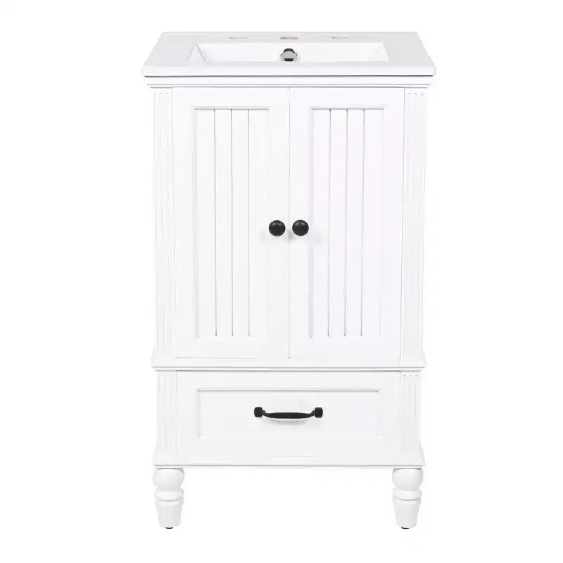 20 petits lavabos-meubles de salle de bain avec rangement, meuble de salle de bain en bois avec tiroirs et portes, blanc