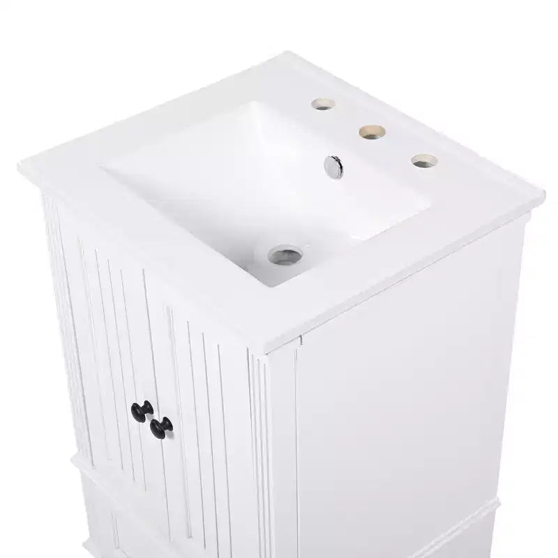 20 petits lavabos-meubles de salle de bain avec rangement, meuble de salle de bain en bois avec tiroirs et portes, blanc