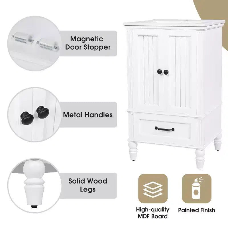 20 petits lavabos-meubles de salle de bain avec rangement, meuble de salle de bain en bois avec tiroirs et portes, blanc