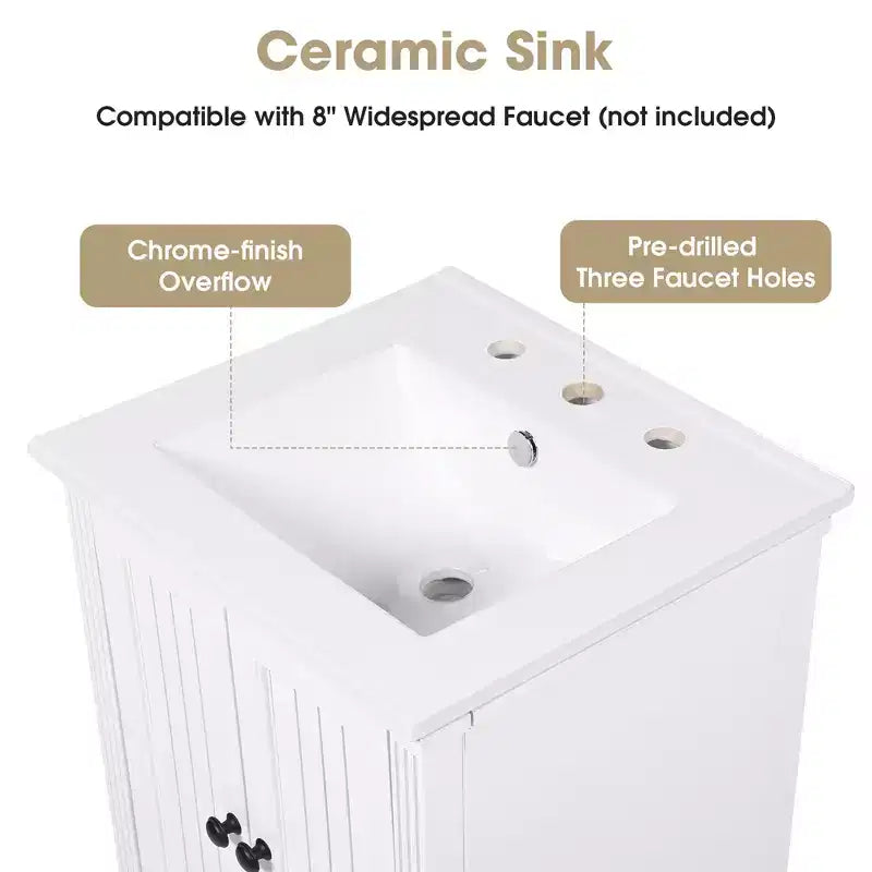 20 petits lavabos-meubles de salle de bain avec rangement, meuble de salle de bain en bois avec tiroirs et portes, blanc