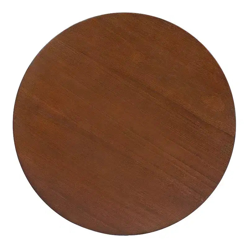 Table d'appoint ronde en rotin avec accent en bois massif d'hévéa, table de bout de 15,7 pouces