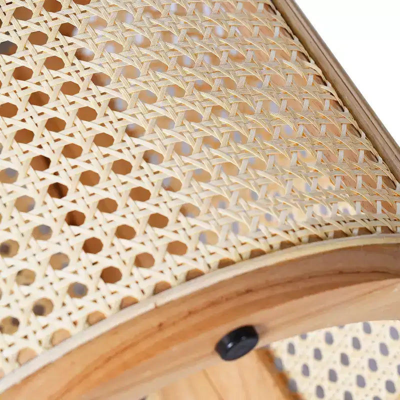 Table d'appoint ronde en rotin avec accent en bois massif d'hévéa, table de bout de 15,7 pouces