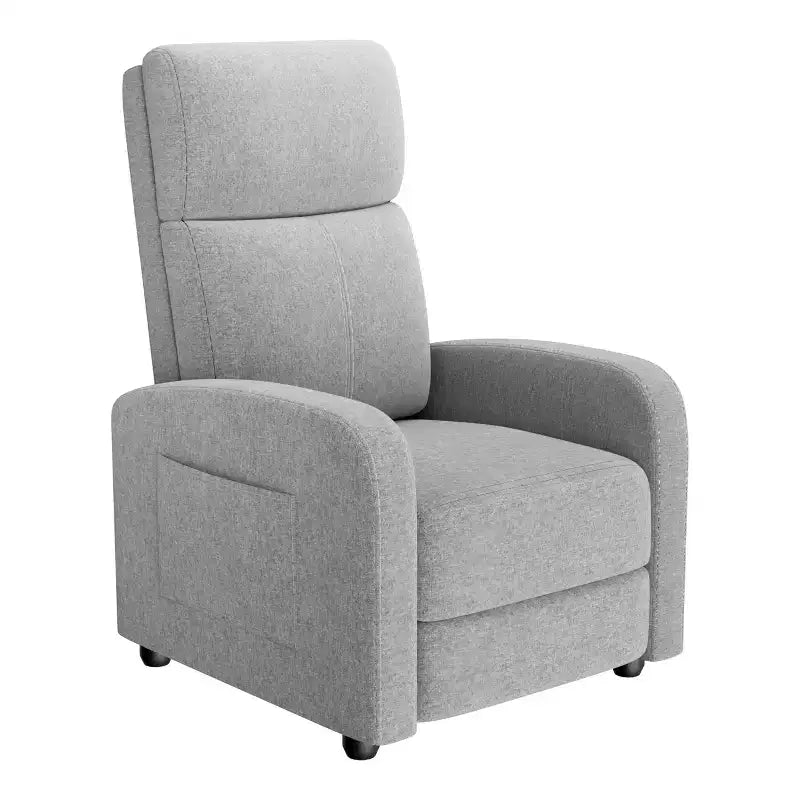 Fauteuil inclinable manuel en lin avec dossier haut, coussin épais, dossier inclinable réglable, chaise longue paresseuse pour salon, cinéma maison, chambre à coucher
