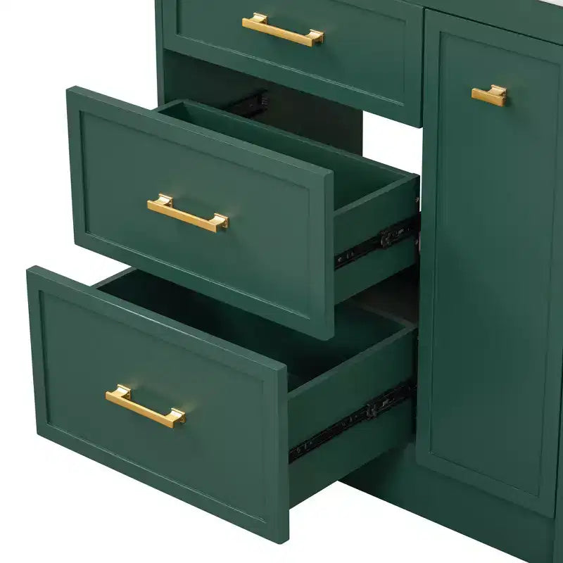 Meuble de lavabo 30 pouces pour petite salle de bain avec rangement, meuble bas de salle de bain avec tiroirs pour petit espace, vert