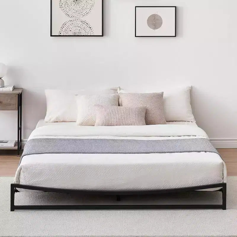 Plateforme métallique, cadre de lit queen-size, sans ressort, assemblage facile avec support en acier robuste