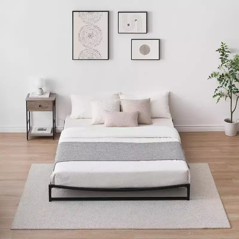 Plateforme métallique, cadre de lit queen-size, sans ressort, assemblage facile avec support en acier robuste
