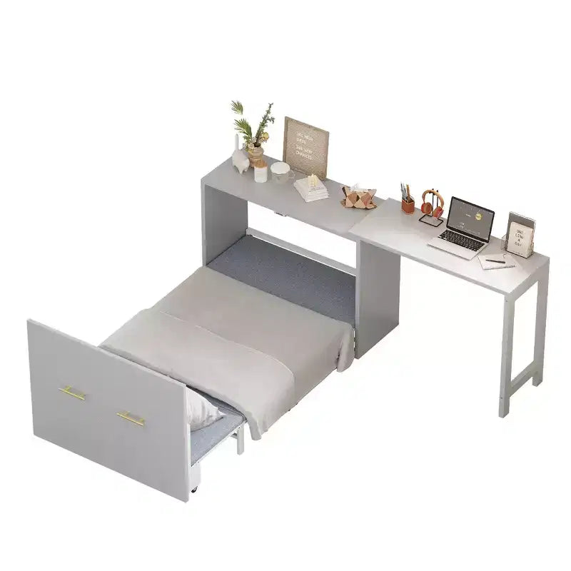 Cadre de lit escamotable simple, commode de chambre avec bureau à position réglable, coussin pliant