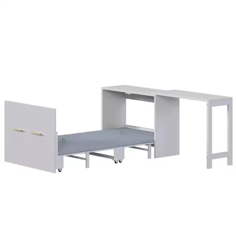 Cadre de lit escamotable simple, commode de chambre avec bureau à position réglable, coussin pliant
