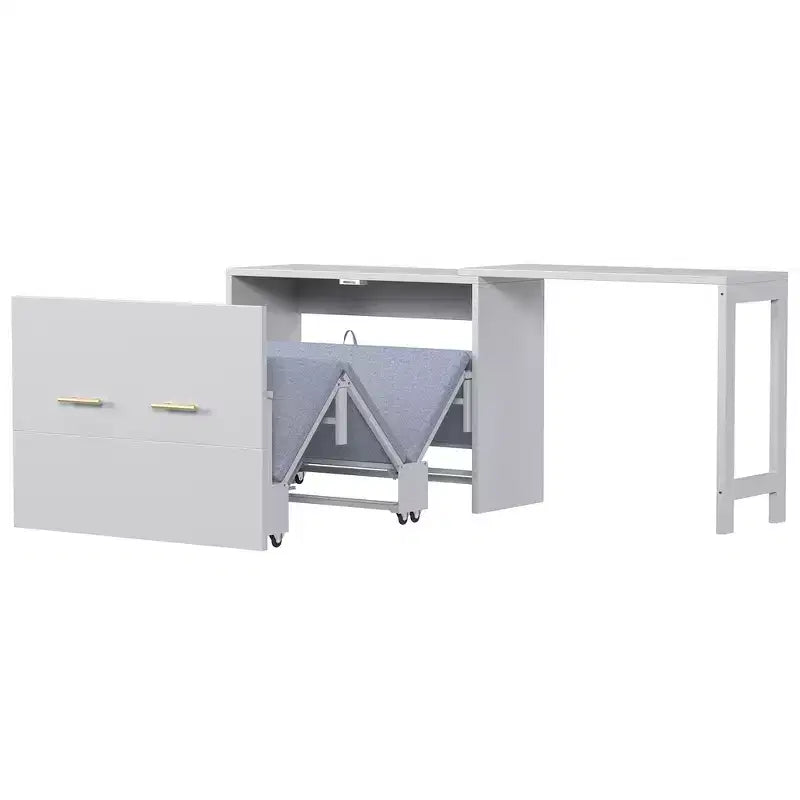 Cadre de lit escamotable simple, commode de chambre avec bureau à position réglable, coussin pliant