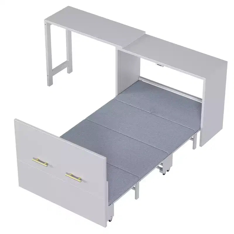 Cadre de lit escamotable simple, commode de chambre avec bureau à position réglable, coussin pliant