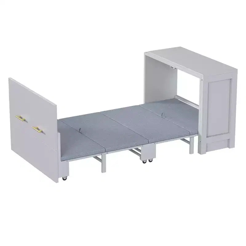 Cadre de lit escamotable simple, commode de chambre avec bureau à position réglable, coussin pliant
