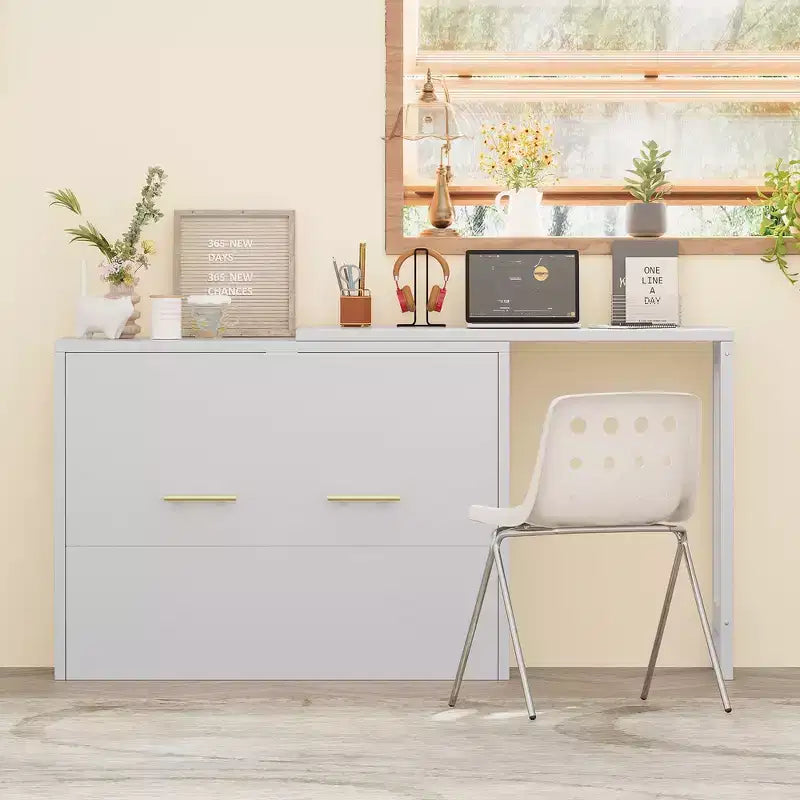 Cadre de lit escamotable simple, commode de chambre avec bureau à position réglable, coussin pliant
