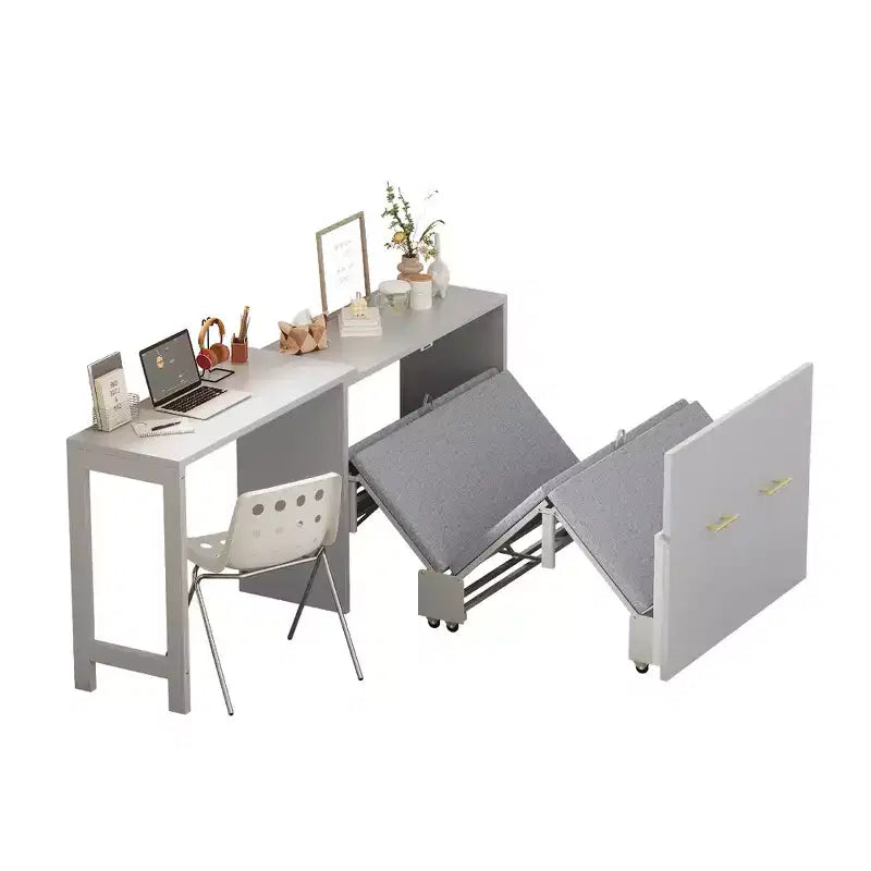 Cadre de lit escamotable simple, commode de chambre avec bureau à position réglable, coussin pliant