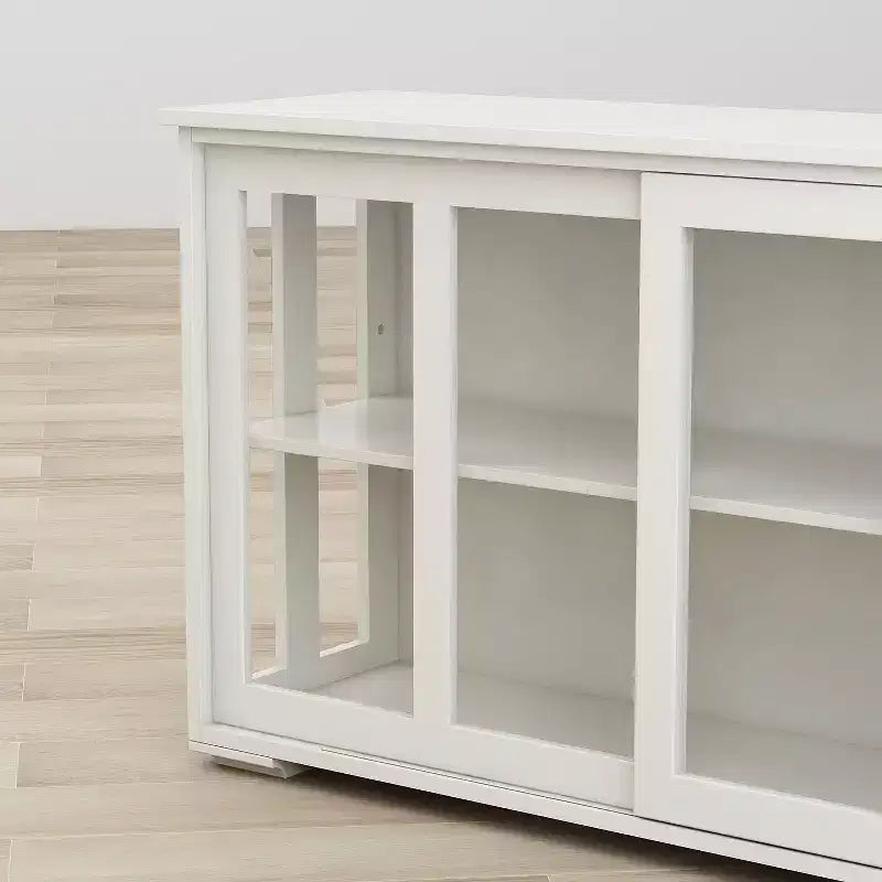 Meuble Buffet de Cuisine, Armoire avec Portes Coulissantes en Verre, Étagère Réglable à 2 Niveaux, Buffet pour Cuisine, Salle à Manger, Salon