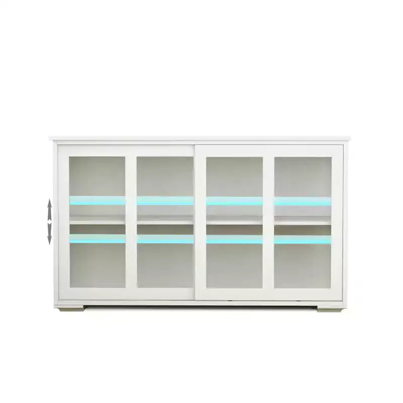 Meuble Buffet de Cuisine, Armoire avec Portes Coulissantes en Verre, Étagère Réglable à 2 Niveaux, Buffet pour Cuisine, Salle à Manger, Salon