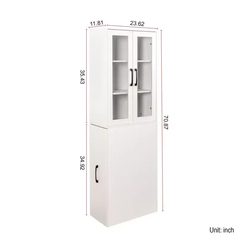 Meuble de rangement avec écran de 179,9 cm, étagère coulissante multifonctionnelle à 4 niveaux et 2 portes en verre, buffet de cuisine en bois moderne pour salon et salle à manger